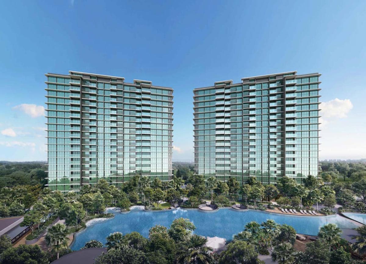 Chuan Park facade with Oasis Pool view